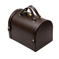 Sac à main en cuir PU imprimé avec logo personnalisé, boîte de rangement cadeau portable verrouillable en gros, boîte à bagages de style rétro