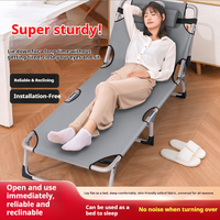 Cama Plegable Portátil de Oficina con Estructura de Hierro, Estilo Moderno, Diseño Mejorado y Más Ancho, Ideal para la Siesta, Plegable en Tres Partes