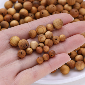 Perles rondes en bois de cyprès naturel, 10mm, perles en vrac pour la fabrication de bracelets, accessoires de bijoux, matériaux en gros - Product Image 4