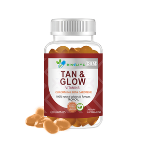 Gummies OEM Marque Blanche Tan & Glow avec Curcumine et Bêta-Carotène pour un Bronzage Naturel - Product Image 1