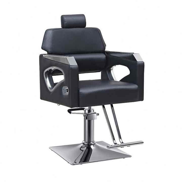 Modern Beauty Salon Barber Shop Furniture Black Leather Hairdressing Styling Chair Reclining Hydraulic Barber Chair
