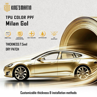 KING MARTIN Film de protection de peinture sans DMF, autocollants pour carrosserie automobile, adapté aux voitures, couleur or Milan, TPU, PPF