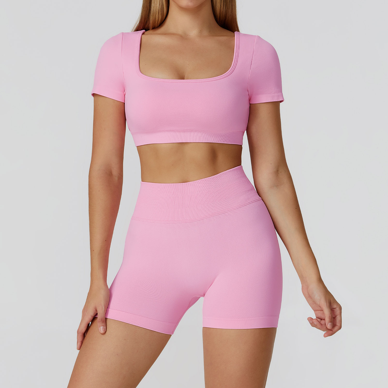 Rose-top manches courtes + short
