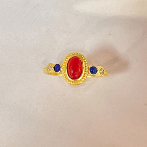 Anillo de oro de 10 quilates Mini Palace Sparrow de esmalte dorado con cornalina - <span class=keywords><strong>Alianza</strong></span> de boda de oro macizo <span class=keywords><strong>para</strong></span> <span class=keywords><strong>mujer</strong></span> - Product Image 2