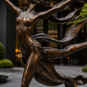 Sculpture de danseuse moderne en bronze coulé grandeur nature, style Park Hyatt, pour hôtel de luxe, villa, manoir, extérieur - Product Image 4