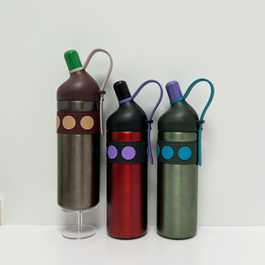 25oz 750ml offset-spout stainless <b>steel</b> water <b>bottle</b> with silicone portable handle and straw 750ml stainless <b>steel</b> water <b>bottle</b> - Product Image 1