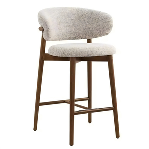 Chaise de <span class=keywords><strong>bar</strong></span> nordique Minoda, mobilier moderne, cadre en bois massif, repose-pieds haut, tabouret de <span class=keywords><strong>bar</strong></span> en tissu de lin avec dossier incurvé, chaise de <span class=keywords><strong>bar</strong></span> - Product Image 4