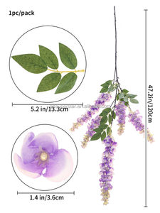 B-394 <span class=keywords><strong>Fiori</strong></span> di Glicine Artificiali Popolari all'Ingrosso per Matrimoni, <span class=keywords><strong>Fiori</strong></span> Pendenti in Seta <span class=keywords><strong>Viola</strong></span> con Stelo Lungo 120 cm - Product Image 6
