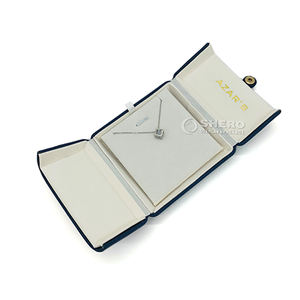 Cajas de Joyería de Piel Sintética PU Premium de Doble Puerta en Azul y Dorado, Personalizadas, para Collares, Pulseras, Anillos y Pendientes - Product Image 1