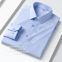 Chemise habillée à manches longues pour homme, triple protection, imperméable, résistante à l'huile et anti-salissure, pour affaires et occasions formelles