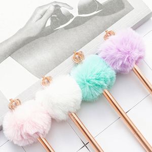 Crown Pom Ballpoint <b>Pen</b> - Cute Office Gift, Fluffy Metal <b>Pen</b>, Fun Promotional Writing Tool - Product Image 2