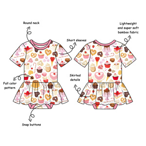 Venta al por mayor de fábrica: Nuevo diseño personalizado de pelele de verano para bebé, vestido de manga corta de sarga fresca de bambú para niñas pequeñas - Product Image 3