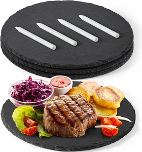 Usine <span class=keywords><strong>En</strong></span> Gros Personnalisé Offre Spéciale Restaurant Naturel Noir Rond Plateau De Fromage Sushi Steak Pierre Plaque D'<span class=keywords><strong>ardoise</strong></span> - Product Image 6