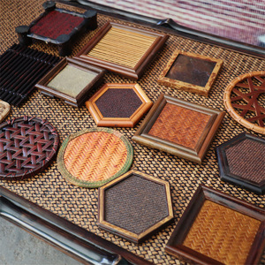 Bamboo Woven Tea Tray Coaster Retro Heat Resistant Mats Pads For Tea Set Accessories - Product Image 2