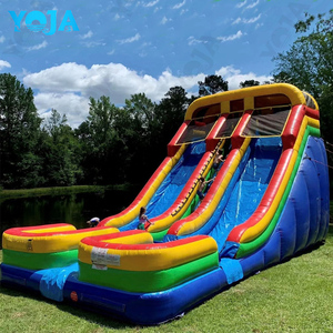 Château gonflable stable et anti-déchirure en PVC couleur unie à double piste avec toboggan, pour usage sec ou humide, idéal pour les aires de jeux intérieures pour enfants - Product Image 1