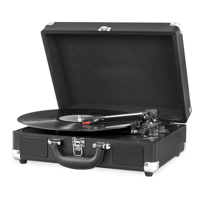 R-102 High End Portable Suitcase Style Modern Gramophone Ruby Stylus Plastic Turntable Vinyl Record Player Bluetooth Pickup