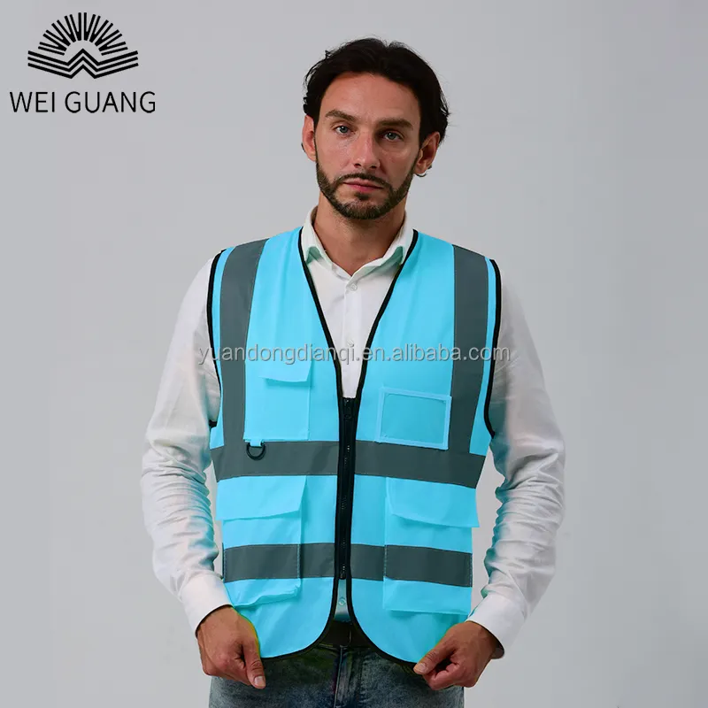 Hoge Zichtbaarheid 100% Polyester Stof Reflecterende Vest Fluorescerende Custom Stijlen Meerdere Zakken Jack Met Custom Logo