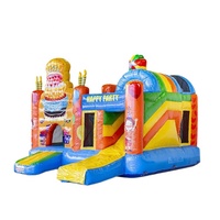 Combo gonflable gonflable de maison pleine d'entrain de château de saut de jeu de joyeux anniversaire pour des enfants