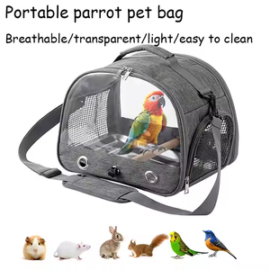 Kuş papağan seyahat taşıyıcısı taşınabilir kuş kafesi paslanmaz çelik tepsi çıkarılabilir ahşap standı sopa ve uzun omuz askısı çantası - Product Image 3