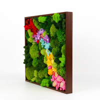 Décoration murale moderne de luxe pour maison et hôtel, peinture 3D colorée de fleurs naturelles, mousse de renne stabilisée, cadres en bois