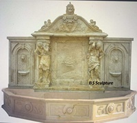 Grande fontaine d'eau murale en marbre pour homme et lion