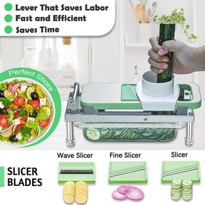 Stainless Steel Manual <strong>Vegetable</strong> <strong>Chopper</strong> 8 Blades Onion Dicer Container Food Cutter Grater Mandoline Slicer Dishwasher Safe Easy - Product Image 3