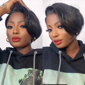 Perruque Pixie Cut <span class=keywords><strong>Cheveux</strong></span> Humains 13x4 HD Lace Frontale, Perruque Bob Courte Ondulée Dégradée Lisse Sans Colle SDD Coupe Droite <span class=keywords><strong>Cheveux</strong></span> du Vietnam - Product Image 3