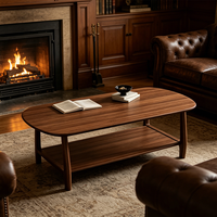 Table basse moderne en bois massif durable avec étagère de rangement inférieure pour livres et ordinateurs portables, meubles de salon
