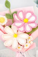 Bouquet de fleurs artificielles en crochet fait main, rose Galsang et lys, Qianzhiyu HS089, 32*21cm, coton, aspect fourrure
