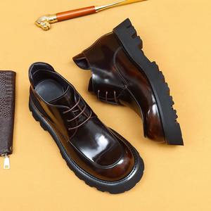 Winter leather polished-up men's thick-soled business casual leather wide-top men's boots - Product Image 4