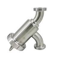 Filtre coudé sanitaire de 2 pouces en acier inoxydable SS304 de qualité alimentaire COMPASS, raccord fileté en Y pour l'eau
