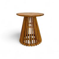 Runder Couchtisch aus Teakholz WT002 mit Japandi Minimalistischem Design Modern für Esszimmer Indonesische Herkunft Versandfertig