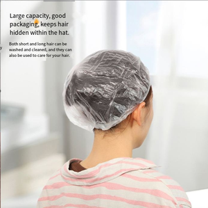 100 Piezas por Bolsa, Gorro <span class=keywords><strong>de</strong></span> Ducha Desechable <span class=keywords><strong>de</strong></span> Plástico PE Transparente, Elástico y Grueso, Impermeable, Personalizado, para Hotel, Viajes, Unisex - Product Image 3