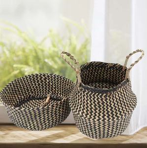 <b>Seagrass</b> Storage <b>Basket</b> <b>with</b> Handles - Product Image 1