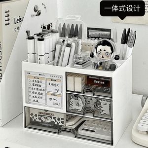 Drawer Style Desktop Storage Box Acrylic Pen Holder <b>Office</b> Organizer Student Stationery Drawer Cabinet Rectangle Standing Type - Product Image 4