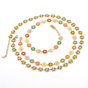 Zogxin Daisy Flower Necklace <b>Bracelet</b> <b>Set</b> Stainless Steel Women's Jewelry Gift Fashion Colorful Floral Design - Product Image 3