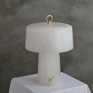 Luxury High Quality Modern Simple Copper Round-shaped Natural Marble <strong>Table</strong> Lamp with AC for Bedroom Living Room Bedside Use - Product Image 4