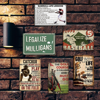 Panneau métallique vintage « Baseball Life Lessons », 13 règles, art mural rétro sur le sport pour la décoration de la salle de jeux ou du bureau
