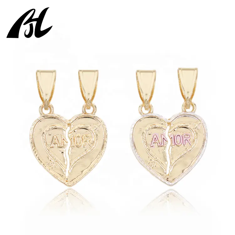 Latest design 18K Gold Plated Religious Jewelry Pendant Amor Cupid heart letter couple Pendant Necklace