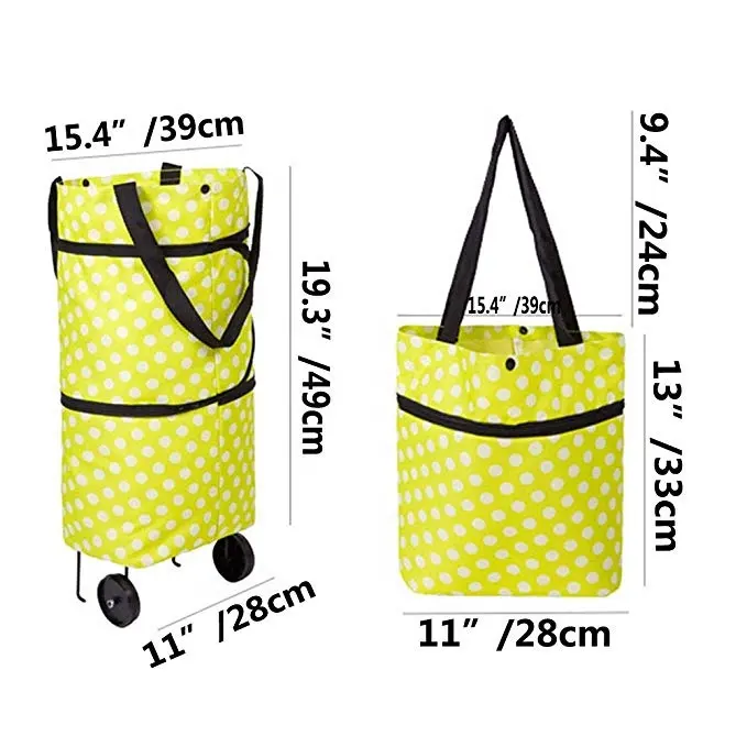 Folding durable wheeled rolling grocery trolley cart bag shopping tote bag