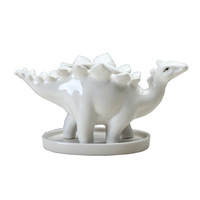 Pot de fleurs en céramique brillant aux couleurs pastel, mignon, en forme de dinosaure stégosaure, mini-conteneur pour plantes succulentes et cactus, motif animal de dessin animé