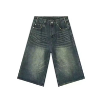 2025 printemps été à la mode marque hommes Denim Shorts trois quarts trois quarts jean bouton décoration ample jambe droite
