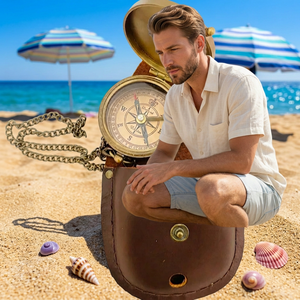 Boussole Nautique Vintage en Laiton Style Viking, Cadran Solaire Antique, Horloge de Poche Rétro Marine, Décoration Artistique Mécanique Suspendue Steampunk pour Noël - Product Image 1