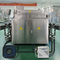 Chaîne de remplissage robotisée à chaud pour bouteilles, avec remplisseur de rouge à lèvres, baume et cire, système de débullage et de suivi visuel, et ligne de capsulage