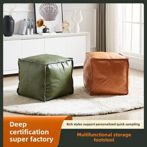 Ventes directes d'usine multifonctionnel en cuir repose-pieds Futon <span class=keywords><strong>Pouf</strong></span> extensible ménage en cuir jetée couverture de rangement Tatami paresseux MDF - Product Image 5
