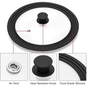 16-22-28-32cm Silicone <b>Glass</b> Covers Pans Skillets Multifunctional Adaptable Lids Stove Round <b>Protector</b> Caps Kitchen Accessories - Product Image 6