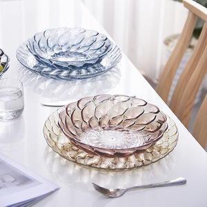 Nordic Gold Plastic Fruit Platter Round Transparent Party Serving Dish Dishes & Plates - Product Image 2
