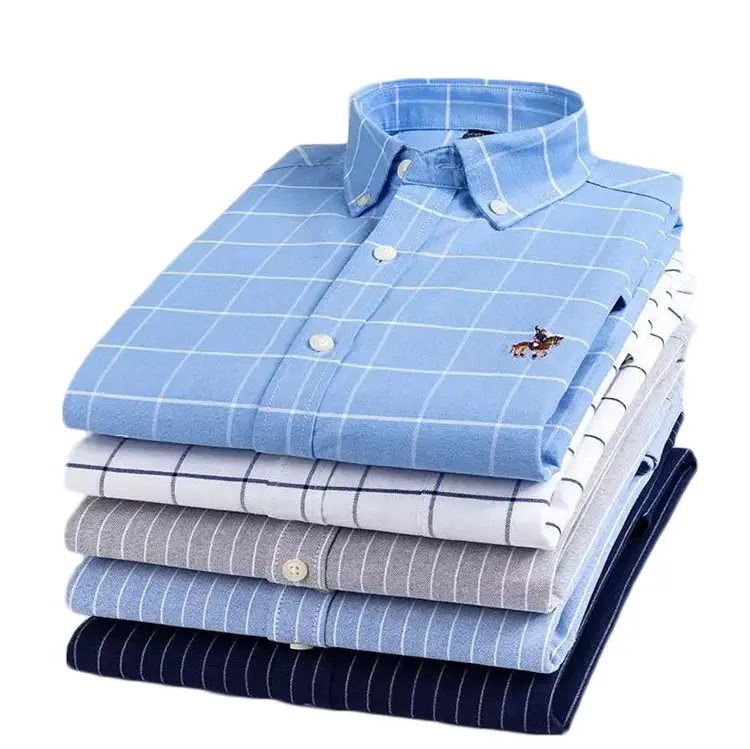 Custom Good Quality Plaid Elegant Casual Long Sleeve Cotton Shirts 100% Cotton Stripe Men's Shirt