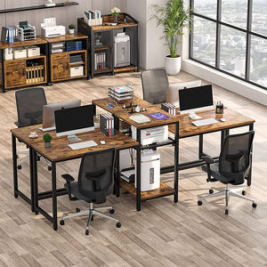 Vekin Furniture – bureau d'<span class=keywords><strong>ordinateur</strong></span> 2 personnes <span class=keywords><strong>en</strong></span> <span class=keywords><strong>bois</strong></span>, bureau de bureau Double <span class=keywords><strong>et</strong></span> Long avec étagères de rangement ouvertes <span class=keywords><strong>et</strong></span> support d'<span class=keywords><strong>imprimante</strong></span> - Product Image 5