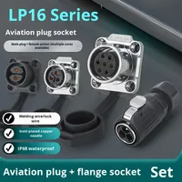 WZOODQ konektor kabel tahan air LP16 Male Aviation Plug Socket Plug FlangePower Terminal untuk LED PCB orientasi lurus